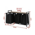 Artiss Laundry Basket 3 Pull-out Bags Metal Frame Black