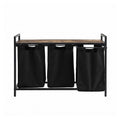 Artiss Laundry Basket 3 Pull-out Bags Metal Frame Black