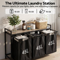 Artiss Laundry Basket 3 Pull-out Bags Metal Frame Black