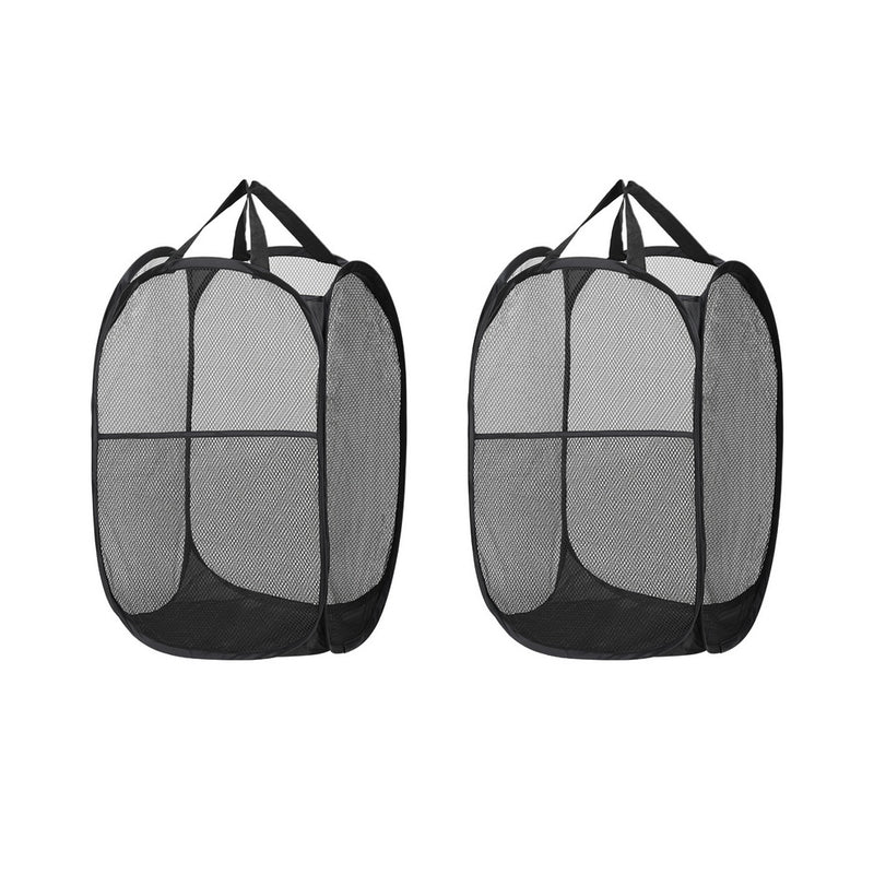 Artiss Foldable Laundry Basket Hamper Black 2 Pack