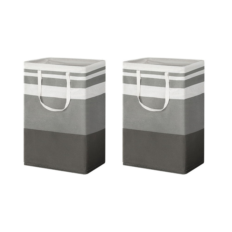 Artiss 2x Foldable Laundry Basket Hamper White Grey