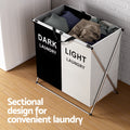Artiss Laundry Basket 2 Sections Large Foldable Washing Clothes Storage