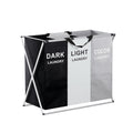 Artiss Laundry Basket 3 Section Foldable Large Clothes Hamper