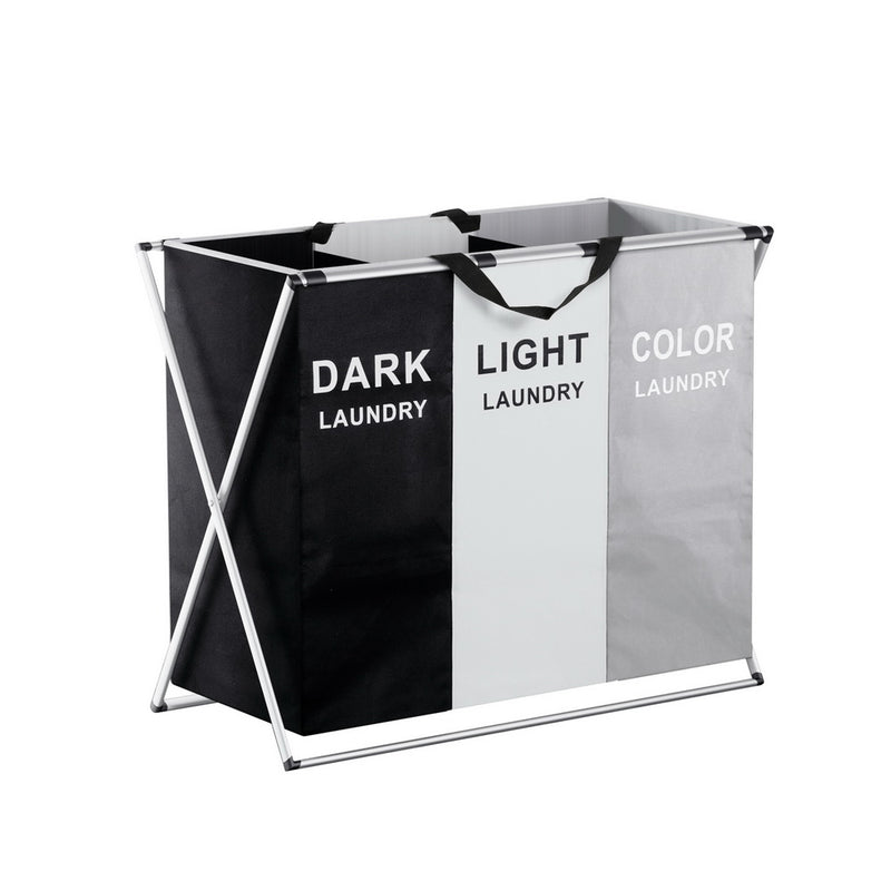 Artiss Laundry Basket 3 Section Foldable Large Clothes Hamper