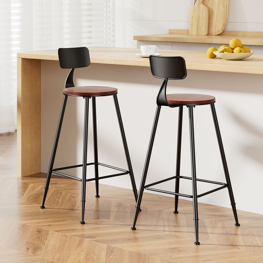 Artiss Bar Stools Pair Vintage Metal Chairs Kitchen Seating