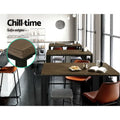 Artiss Vintage Industrial Bar Table Dark Brown High Stool Desk