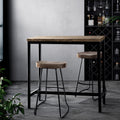 Artiss Vintage Industrial Bar Table Dark Brown High Stool Desk