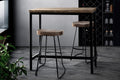 Artiss Vintage Industrial Bar Table Dark Brown High Stool Desk