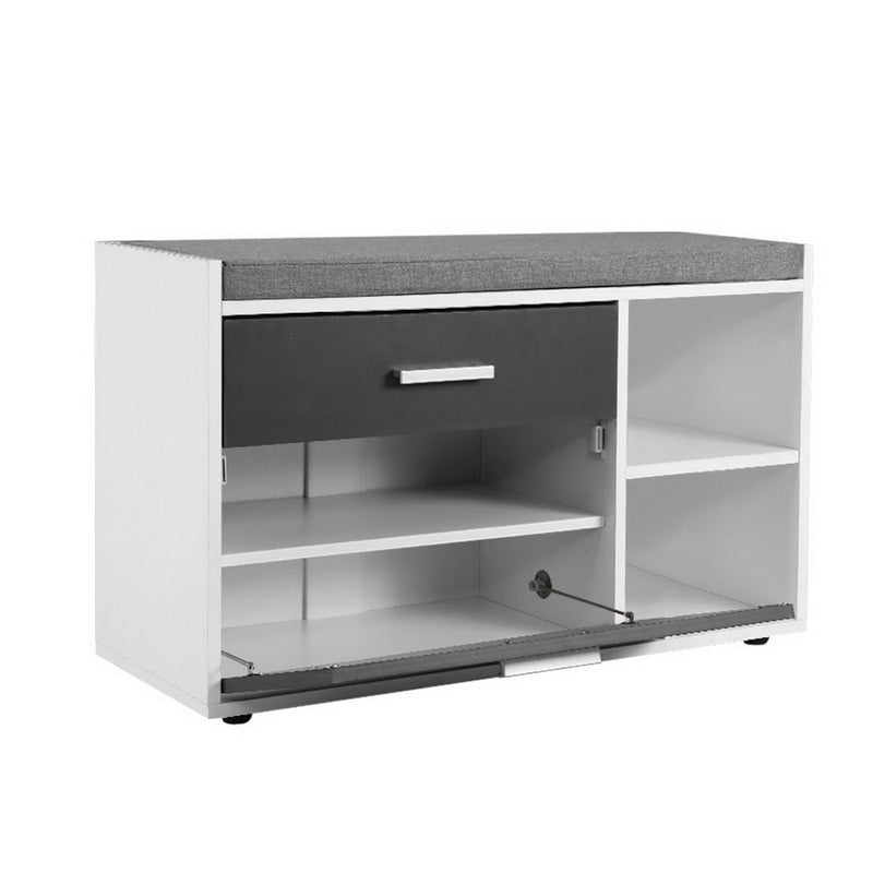 Artiss Shoe Cabinet Bench Storage Organiser Wooden Cupboard Fabric Seat