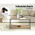 Artiss Rectangular Coffee Table 93cm Walnut Olin