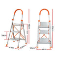 Giantz 3 Step Ladder Folding Aluminium Non Slip Platform