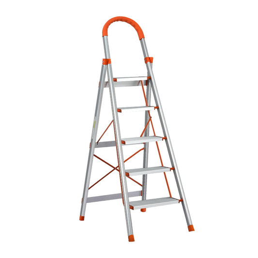 Giantz 5 Step Ladder Folding Aluminium Non Slip Platform