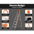 Giantz 6 Step Ladder Folding Aluminium Non Slip Platform