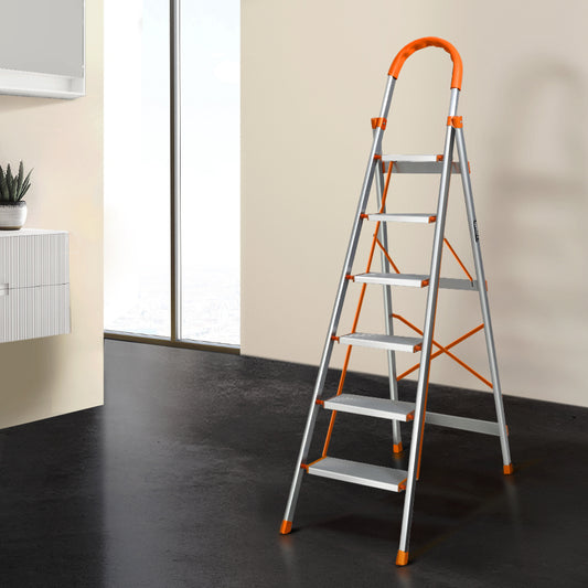 Giantz 6 Step Ladder Folding Aluminium Non Slip Platform
