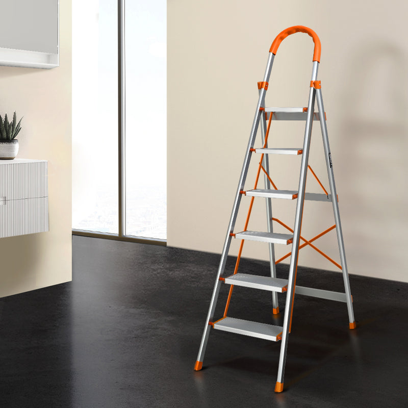 Giantz 6 Step Ladder Folding Aluminium Non Slip Platform