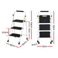 Giantz 3 Step Ladder Folding Steel Platform Lightweight