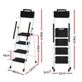 Giantz 4 Step Ladder Folding Steel Platform Handrails Tool Bag
