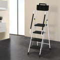 Giantz 4 Step Ladder Folding Steel Platform Handrails Tool Bag
