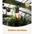 Solar 17m LED Festoon Lights Outdoor String Wedding Christmas Decor