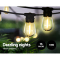 Solar Festoon Lights 17m Outdoor LED String Christmas Party Garden