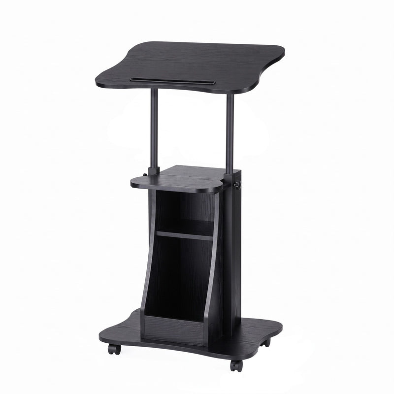 Artiss Mobile Podium Stand with Lockable Wheels Height Adjustable Laptop Desk Black