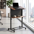 Artiss Mobile Lectern Podium Stand with Storage Shelf Height Adjustable Laptop Desk Black & Walnut