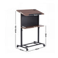 Artiss Mobile Lectern Podium Stand with Storage Shelf Height Adjustable Laptop Desk Black & Walnut