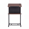 Artiss Mobile Lectern Podium Stand with Storage Shelf Height Adjustable Laptop Desk Black & Walnut
