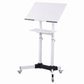 Artiss Mobile Lectern Stand, Adjustable Sit-to-Stand Presentation Podium w/ Wheels White