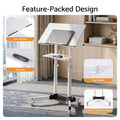 Artiss Mobile Lectern Stand, Adjustable Sit-to-Stand Presentation Podium w/ Wheels White