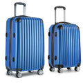 Wanderlite 20-28 Inch 2 Piece Luggage Set TSA Spinner Hard Shell Blue