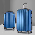 Wanderlite 20-28 Inch 2 Piece Luggage Set TSA Spinner Hard Shell Blue