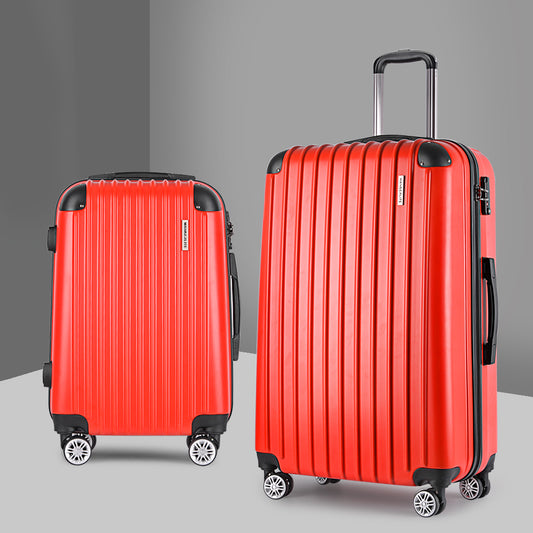 Wanderlite 20-28" Luggage Set 2pc TSA Lock Spinner Hard Shell Red