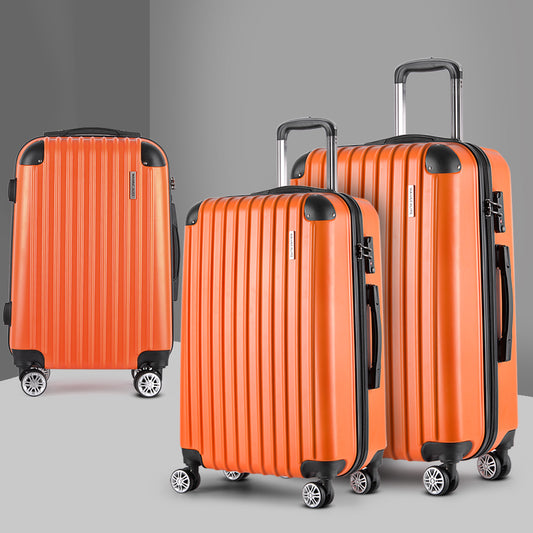 Wanderlite 3 Piece Luggage Set 20 24 28" Hardshell Spinner Orange