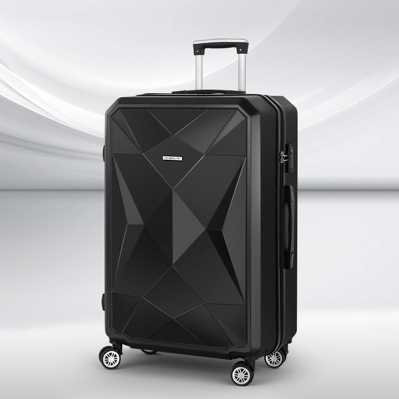 Wanderlite 28in Luggage ABS Hard Shell TSA Lock Black Travel Suitcase