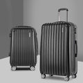 Wanderlite 20in 28in Luggage Set 2PC Hard Shell Carry On Suitcase Black