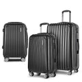 Wanderlite 3 Set Luggage 20 24 28 Inch Hard Shell Suitcase Black