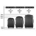 Wanderlite 3 Set Luggage 20 24 28 Inch Hard Shell Suitcase Black