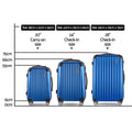 Wanderlite 3pc Luggage Set 20/24/28in Hard Shell Suitcase Blue