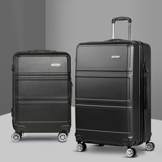 Wanderlite 2Set 20-28" Luggage TSA Lock Spinner Hard Shell Black