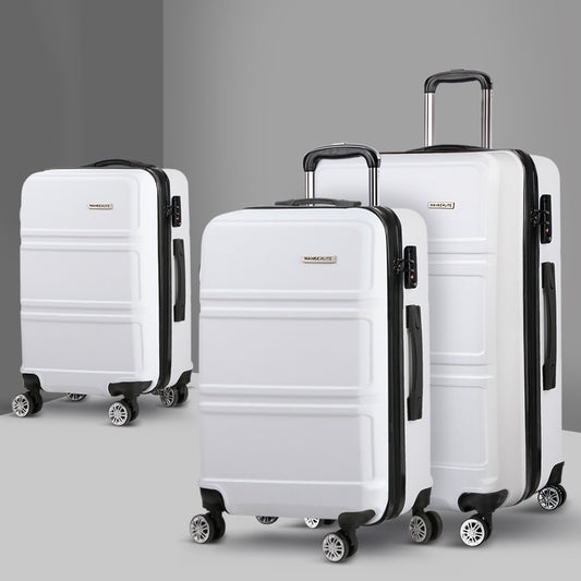 Wanderlite Luggage 20" 24" 28" TSA Lock Spinner Hard Shell White