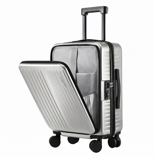 Wanderlite 20" Carry On Luggage Suitcase Silver Dual TSA Lock