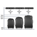 Wanderlite 3 Set Luggage 20 24 28 Inch TSA Lock Hard Shell Black