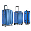 Wanderlite 3pcs LuggageTrolley Set Travel Suitcase Storage Organiser Carry On Hard Case TSA Lightweight Blue