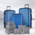 Wanderlite 3pcs LuggageTrolley Set Travel Suitcase Storage Organiser Carry On Hard Case TSA Lightweight Blue