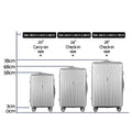Wanderlite 3 Set Luggage 20 24 28 Inch Suitcase TSA Lock Silver
