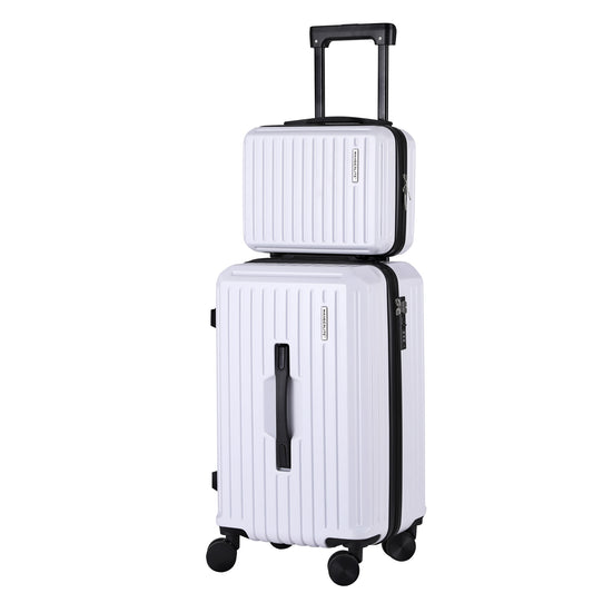 Wanderlite 2pc Luggage Set 20" 12" Carry On Suitcase TSA White