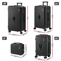 Wanderlite 4pc Suitcase Set TSA Lock Carry On Travel Black