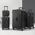 Wanderlite 4pc Suitcase Set TSA Lock Carry On Travel Black