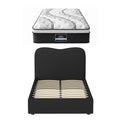 Giselle 32cm Euro Top King Single Mattress 5-Zone and Artiss Boucle Bed Frame Set